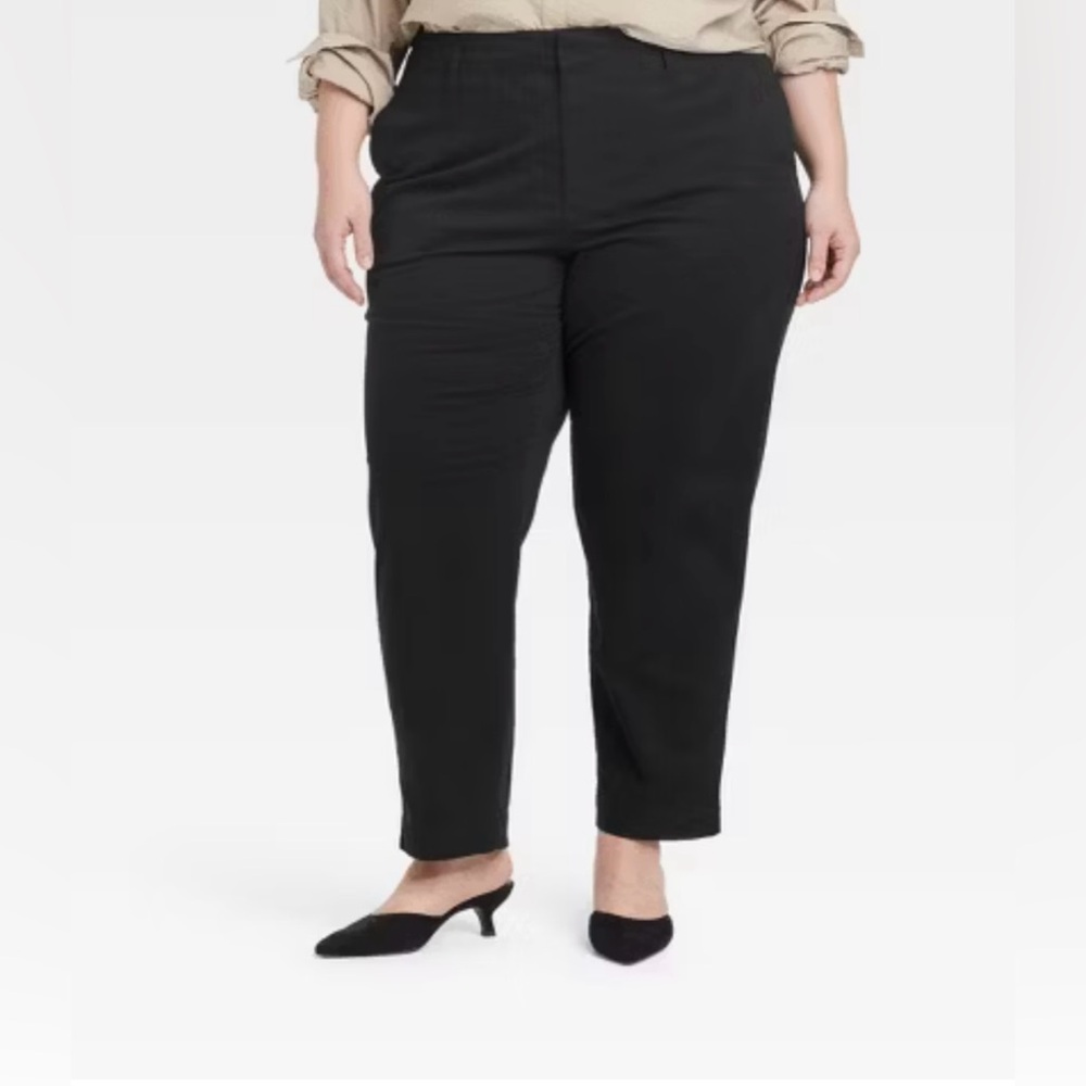 🖤A New Day Women High-Rise Fitted Hip & Thigh Ankle Chino Pants Sz 26 NWT Black🖤